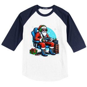 Christmas Santa Gamer Xmas Funny Video Gaming Christmas Baseball Sleeve Shirt