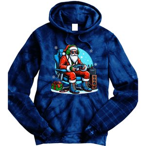 Christmas Santa Gamer Xmas Funny Video Gaming Christmas Tie Dye Hoodie