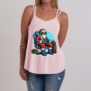 Christmas Santa Gamer Xmas Funny Video Gaming Christmas Women's Strappy Tank