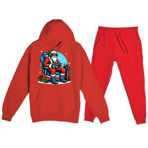 Christmas Santa Gamer Xmas Funny Video Gaming Christmas Premium Hooded Sweatsuit Set