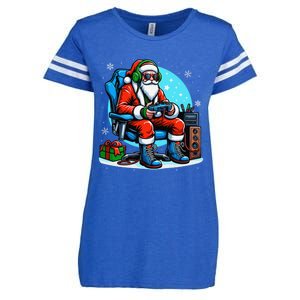 Christmas Santa Gamer Xmas Funny Video Gaming Christmas Enza Ladies Jersey Football T-Shirt