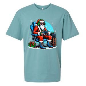 Christmas Santa Gamer Xmas Funny Video Gaming Christmas Sueded Cloud Jersey T-Shirt