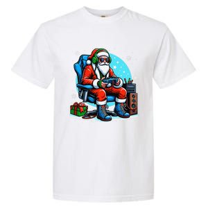 Christmas Santa Gamer Xmas Funny Video Gaming Christmas Garment-Dyed Heavyweight T-Shirt