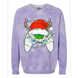 Christmas Santa Gamer Xmas Funny Video Gaming Christmas Colorblast Crewneck Sweatshirt