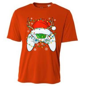 Christmas Santa Gamer Xmas Funny Video Gaming Christmas Cooling Performance Crew T-Shirt