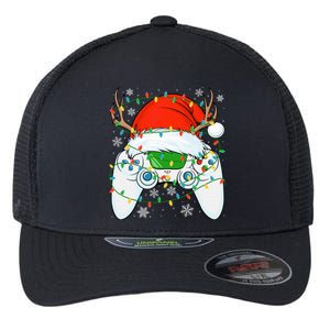 Christmas Santa Gamer Xmas Funny Video Gaming Christmas Flexfit Unipanel Trucker Cap