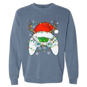 Christmas Santa Gamer Xmas Funny Video Gaming Christmas Garment-Dyed Sweatshirt