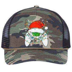 Christmas Santa Gamer Xmas Funny Video Gaming Christmas Retro Rope Trucker Hat Cap