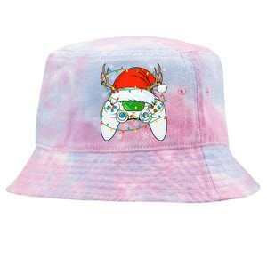 Christmas Santa Gamer Xmas Funny Video Gaming Christmas Tie-Dyed Bucket Hat