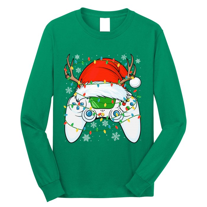 Christmas Santa Gamer Xmas Funny Video Gaming Christmas Long Sleeve Shirt