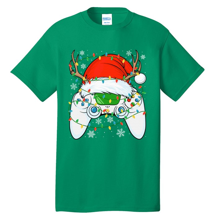 Christmas Santa Gamer Xmas Funny Video Gaming Christmas Tall T-Shirt