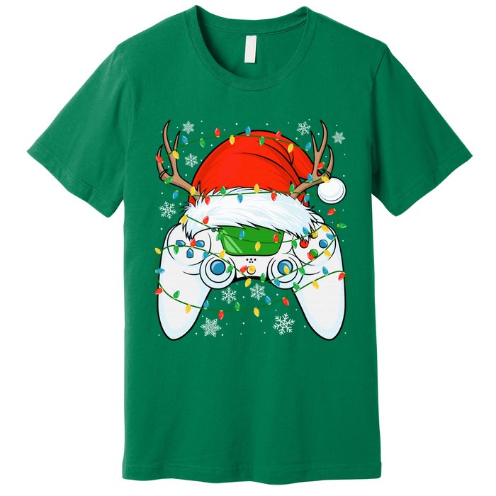 Christmas Santa Gamer Xmas Funny Video Gaming Christmas Premium T-Shirt