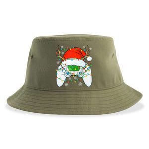 Christmas Santa Gamer Xmas Funny Video Gaming Christmas Sustainable Bucket Hat