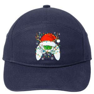 Christmas Santa Gamer Xmas Funny Video Gaming Christmas 7-Panel Snapback Hat