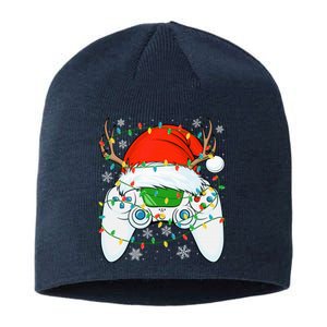 Christmas Santa Gamer Xmas Funny Video Gaming Christmas Sustainable Beanie