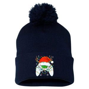 Christmas Santa Gamer Xmas Funny Video Gaming Christmas Pom Pom 12in Knit Beanie