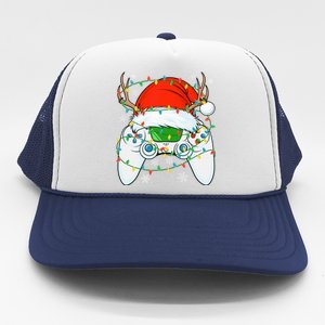 Christmas Santa Gamer Xmas Funny Video Gaming Christmas Trucker Hat