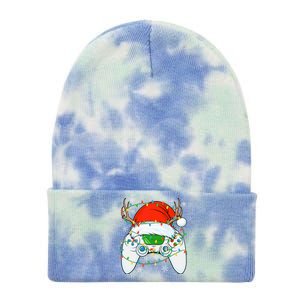 Christmas Santa Gamer Xmas Funny Video Gaming Christmas Tie Dye 12in Knit Beanie