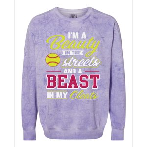 Cute Softball Gift For Softball Players Colorblast Crewneck Sweatshirt