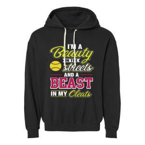 Cute Softball Gift For Softball Players Garment-Dyed Fleece Hoodie