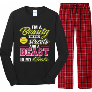 Cute Softball Gift For Softball Players Long Sleeve Pajama Set