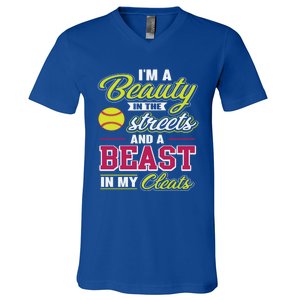 Cute Softball Gift For Softball Players V-Neck T-Shirt