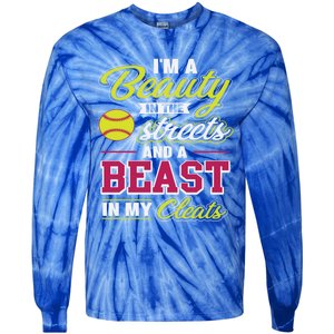 Cute Softball Gift For Softball Players Tie-Dye Long Sleeve Shirt