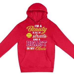 Cute Softball Gift For Softball Players Premium Pullover Hoodie