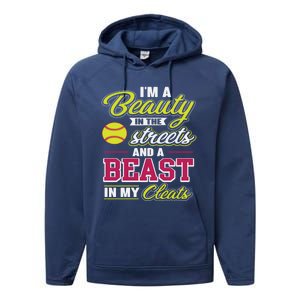 Cute Softball Gift For Softball Players Performance Fleece Hoodie