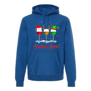 Christmas Spirits Glasses Of Wine Xmas Holidays Party Premium Hoodie