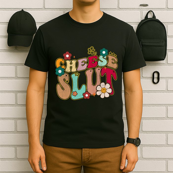 Cheese Slut Groovy Christmas Sarcastic Saying T-Shirt