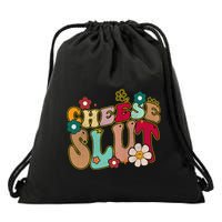 Cheese Slut Groovy Christmas Sarcastic Saying Drawstring Bag