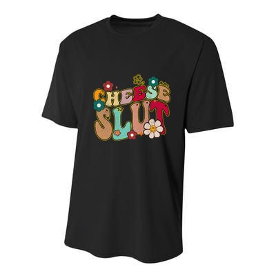 Cheese Slut Groovy Christmas Sarcastic Saying Youth Performance Sprint T-Shirt