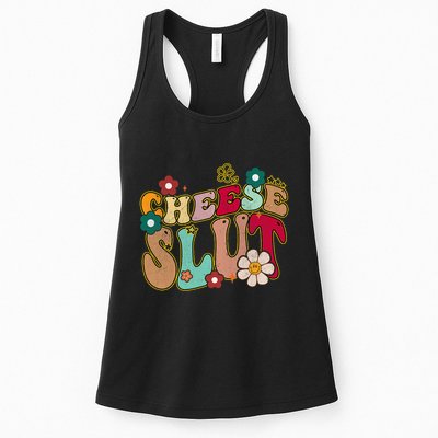 Cheese Slut Groovy Christmas Sarcastic Saying Womens Tank Top