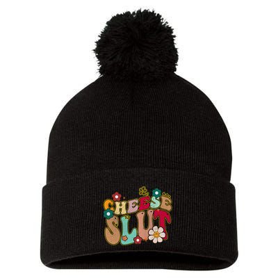 Cheese Slut Groovy Christmas Sarcastic Saying Pom Pom 12in Knit Beanie