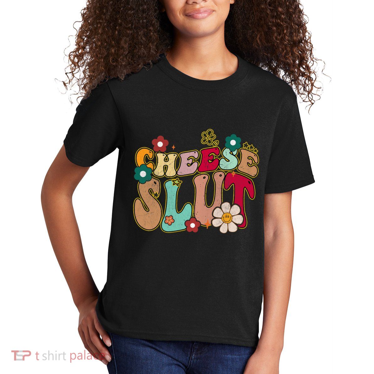 Cheese Slut Groovy Christmas Sarcastic Saying Kids T-Shirt