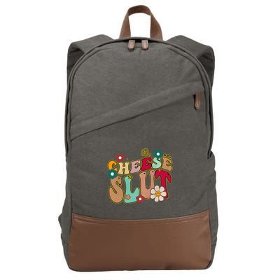 Cheese Slut Groovy Christmas Sarcastic Saying Cotton Canvas Backpack
