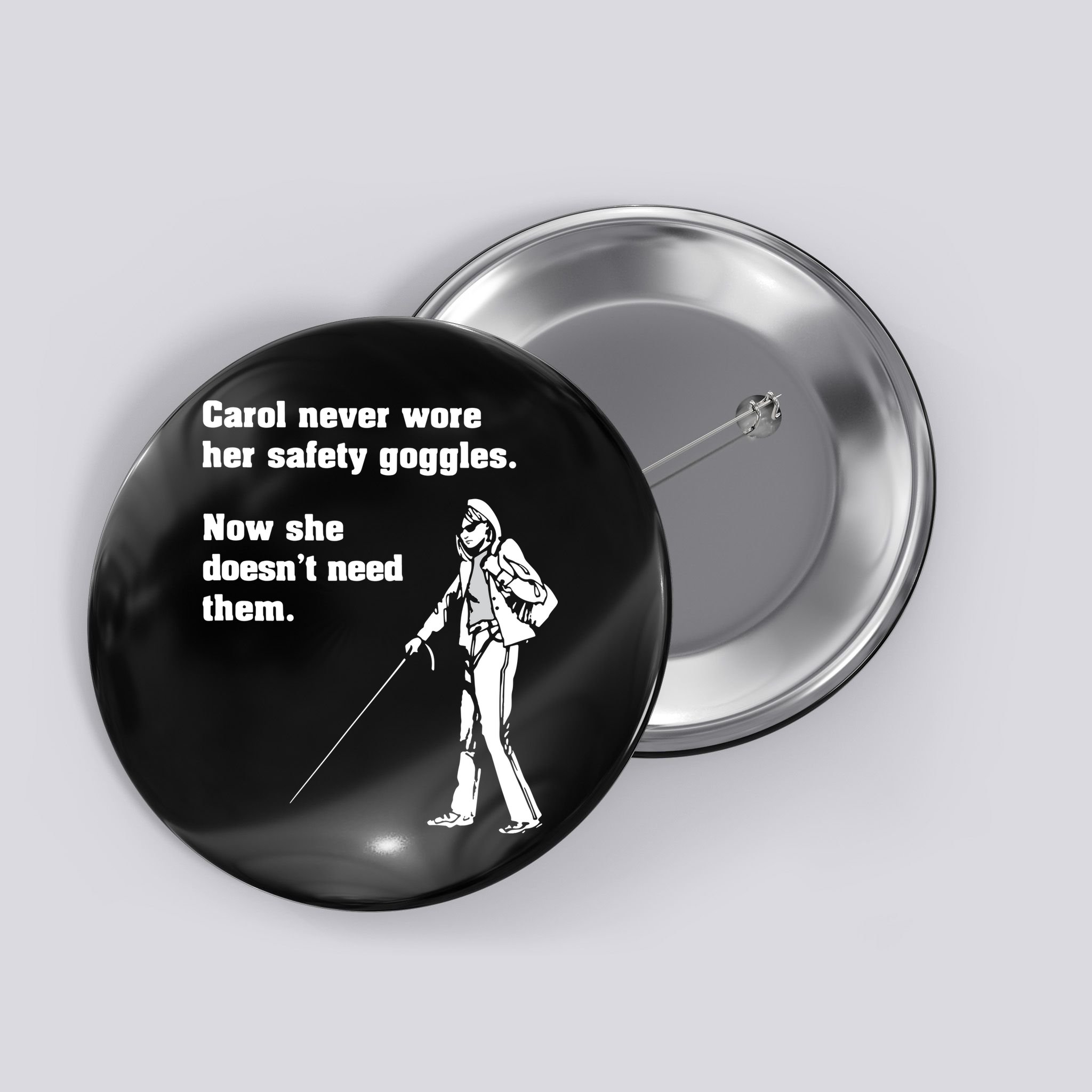 Carol Safety Goggles Funny Science Chemistry Button