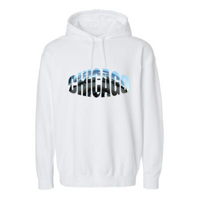 Chicago Skyline Giant Bean City Illinois State Gift Garment-Dyed Fleece Hoodie