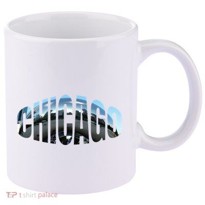Chicago Skyline Giant Bean City Illinois State Gift 11oz C Handle Ceramic Mug
