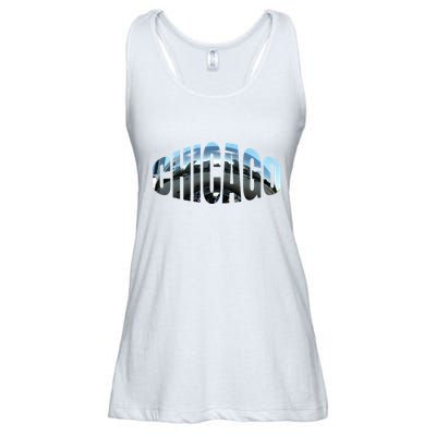 Chicago Skyline Giant Bean City Illinois State Gift Ladies Essential Flowy Tank