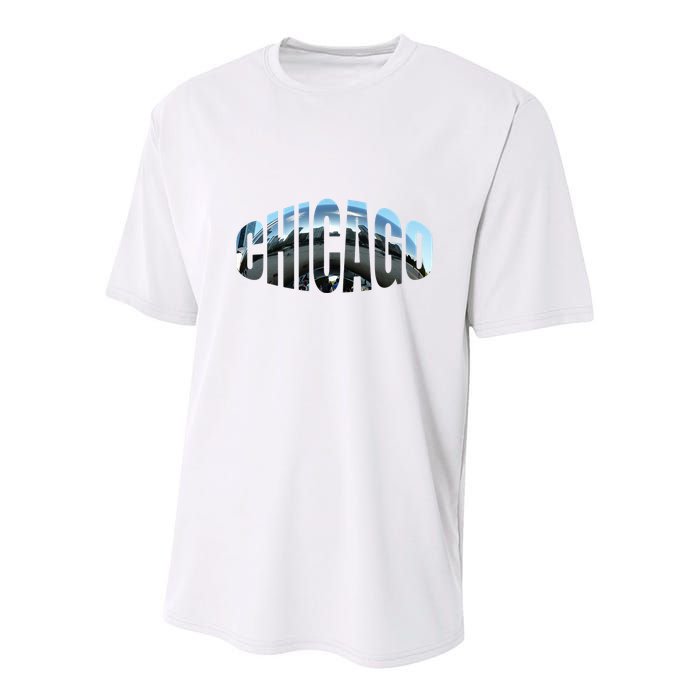 Chicago Skyline Giant Bean City Illinois State Gift Youth Performance Sprint T-Shirt