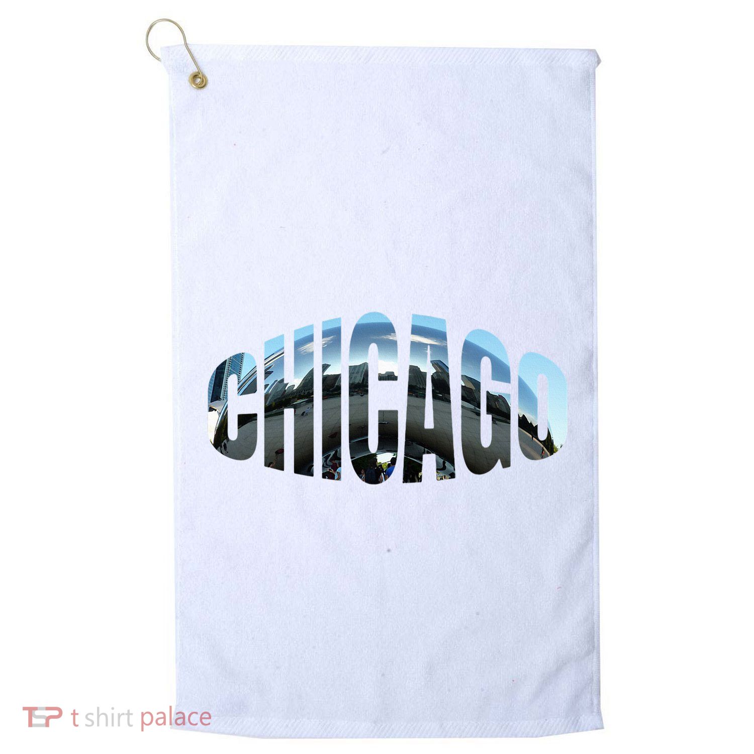 Chicago Skyline Giant Bean City Illinois State Gift Golf Towel