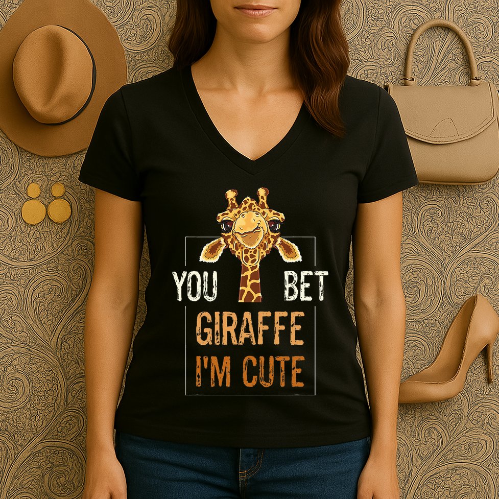 Cute Sarcastic Giraffe Animal Lover You Bet Giraffe IM Cute Women's V-Neck T-Shirt