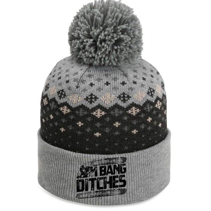 Cool Snowmobile Gift I Bang Ditches Snowmobiling The Baniff Cuffed Pom Beanie