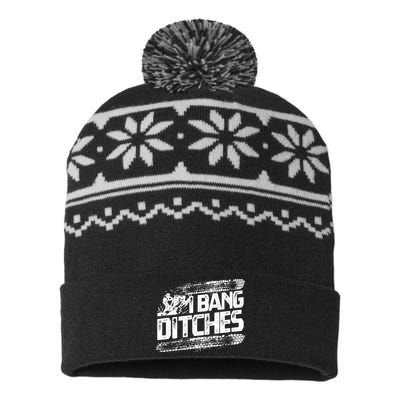 Cool Snowmobile Gift I Bang Ditches Snowmobiling USA-Made Snowflake Beanie