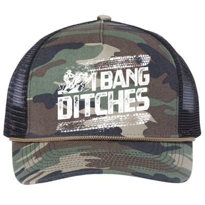 Cool Snowmobile Gift I Bang Ditches Snowmobiling Retro Rope Trucker Hat Cap