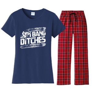 Cool Snowmobile Gift I Bang Ditches Snowmobiling Women's Flannel Pajama Set