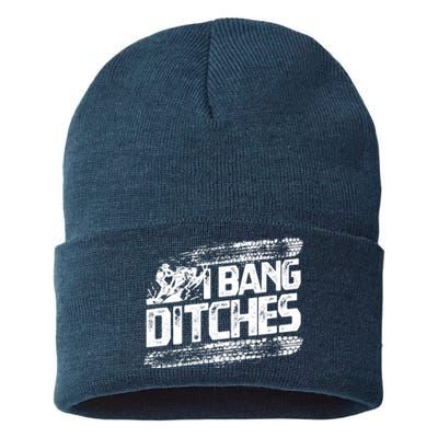 Cool Snowmobile Gift I Bang Ditches Snowmobiling Sustainable Knit Beanie