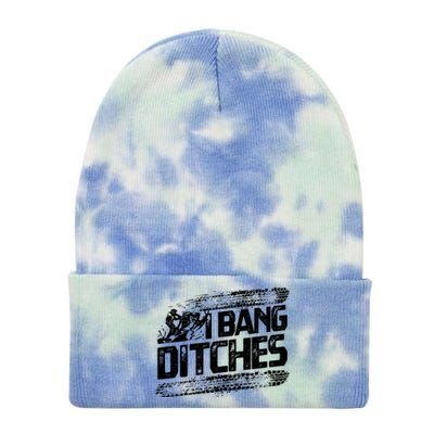 Cool Snowmobile Gift I Bang Ditches Snowmobiling Tie Dye 12in Knit Beanie